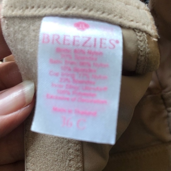 Breezies Full Coverage Satin Trim Wirefree Bra Women's Warm 36C Style# A294620 - Picture 5 of 6